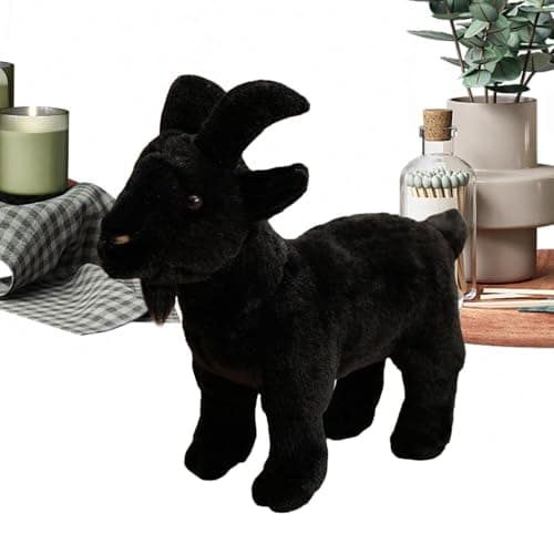 Image of Stuffed Goat Plush Toy, Realistic Soft Animal Figure Doll, Cute Farm Style Cuddly Companion, Decorative Plush Collectible Gift, Boys Girls Adults Kids Bedroom Sofa Room Farm Animal Lovers Toy