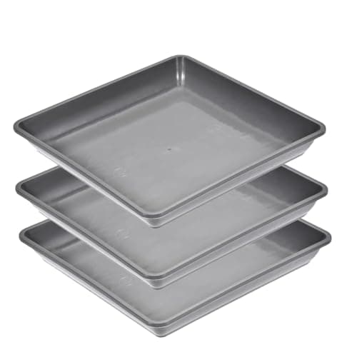Image of Senda 3Pcs Plant Pot Saucers, Grey Square Plastic Planter Drip Trays Plant Plate Water Cather Tray for Garden Indoor Outdoor Supplies (30x30 cm)