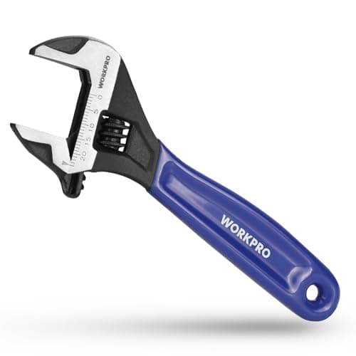 Image of WORKPRO 150 mm Wide Mouth Adjustable Wrench and Pipe Wrench, Metric Adjustable Spanner with Bi-Material Soft Grip
