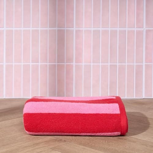 Image of OHS Hand Towel for Bathroom, Super Soft 100% Cotton Highly Absorbent Quick-Dry Luxurious Pink Striped Hand Towels 1 Piece for Hotel Spa Quality, 50x80cm