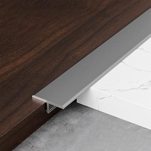 Image of Raouoae Aluminum T-Mold Strips, 3 Pack 90cm Decorative Floor Transition Edging Rail, Seamless Compensation Profile For Safe Surface & Floor Trim(Pistolengrau,Breite 12 mm)