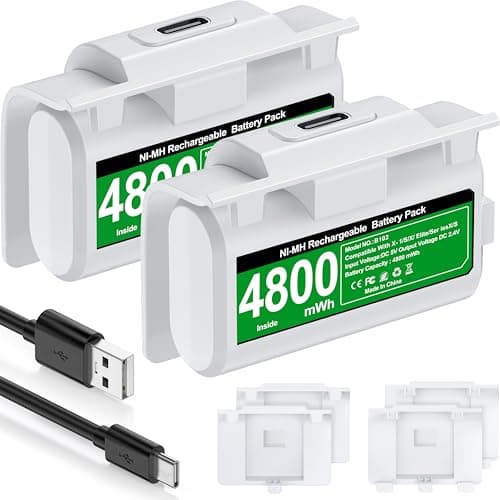 Image of HEYLICOOL Rechargeable Batteries for Xbox One/Xbox Series X|S Controller,2x4800mWh Xbox Controller Battery Pack, Play and Charge Kit for Xbox Series X/S,Xbox One/Elite,Xbox One S/X with LED Indicator
