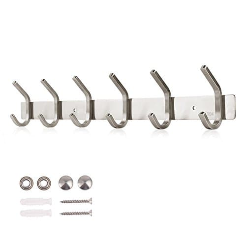 Image of Dripex Coat Hook Rack Wall Mounted 304 Stainless Steel Hanger Heavy Duty Clothes Hat Holder (6 Hooks)