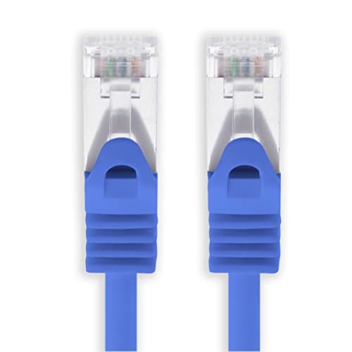 Image of 1aTTack.de 1m - blue - 1 piece CAT.7 network cable Sftp (raw cable) patch cable (SET) 10000Mbit/s - 500 MHz assembled with 2 RJ45 plugs Cat6a
