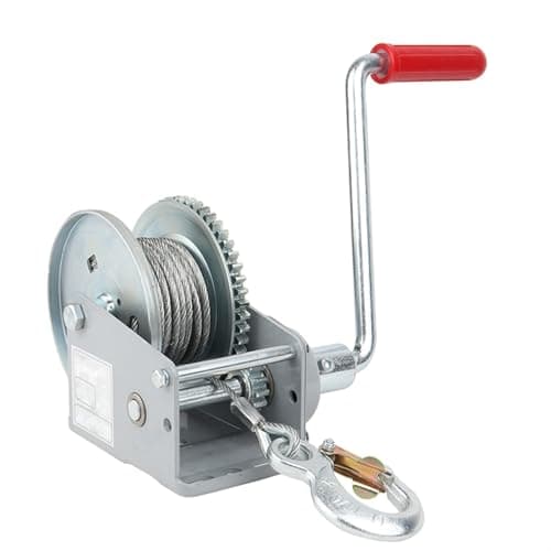 Image of 1200LB Hand Winch with Steel Cable & Hook Rust-Resistant Cact Design 2000LB Horizontal Pulling Power Reced Base Easy Installat (10M/33FT)
