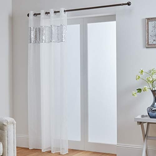 Image of John Aird Sparkle Sequin Eyelet Voile Panel (White, 58" Wide x 90" Drop)