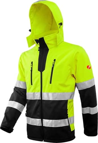 Image of ACE Neon High visibility jacket - strong softshell warning jacket incl. reflectors and detachable hood - EN ISO 20471 - Yellow - 3XL