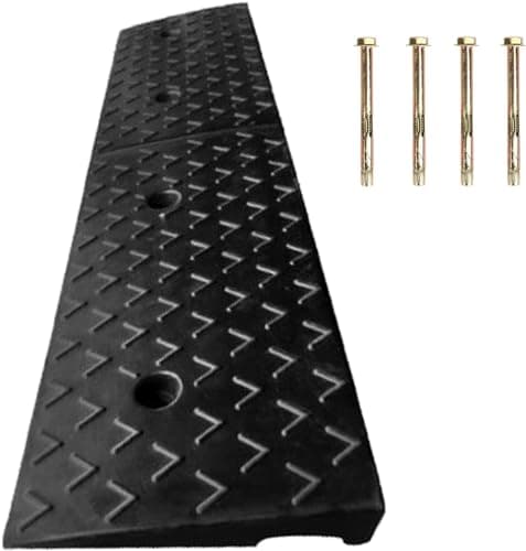 Image of bimiti 2" Rise Portable Rubber Kerb Ramp, 5cm Height Threshold Curb Ramp, Slip-Resistant Shed Ramps for Sidewalk Driveway Motor Loading Dock Car Bike Truck Wheelchair, 100×25×5cm Black
