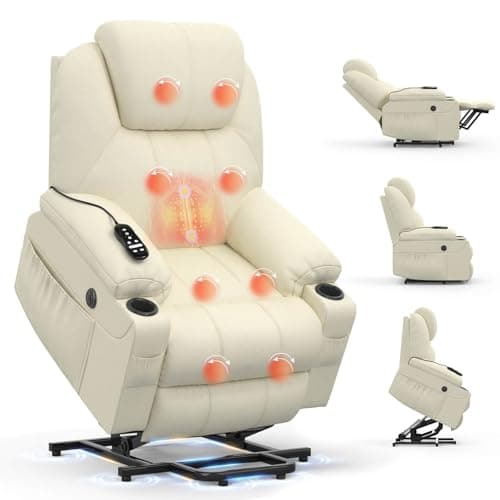 Image of BareTay Recliner Armchair Lift Chair For the Elderly, Power Recliner Chair with Massage & Heat, Extended Footrest, Type C+USB Ports, 2 Cup Holders, Dual Side Pockets Reclining Chairs Lounge Sofa