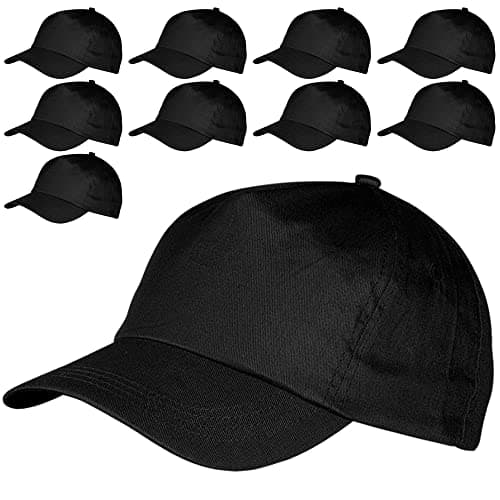 Image of eBuyGB Baseball Cap 100% Cotton Unisex Mens Womens Adjustable Adults Summer Classic Sports 5 Panel Sports Hat - Black