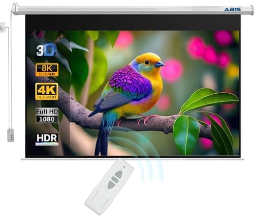 Image of ABIS 120" Electric Motorised Projector Screen | Native 16:9 Aspect Ratio Resolution FHD, 2K to 8K | Perfect for Meeting, School, Home, Theatre, Cinema Indoor