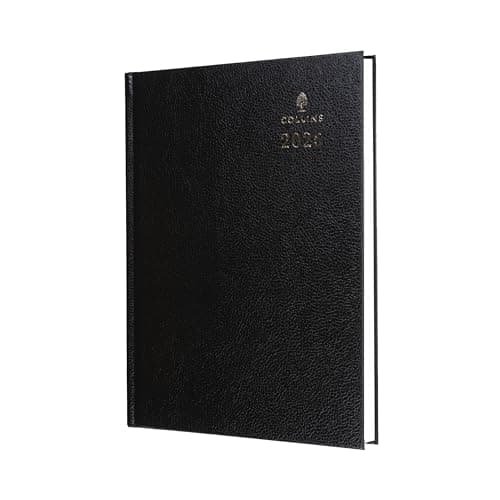 Image of Collins Standard Desk Diary for Professionals - A4 Day to a Page Business Diary (2026 Early Edition) - Black - (44E.99-26) - Premium Business Planner with Hardback Leathergrain Covers