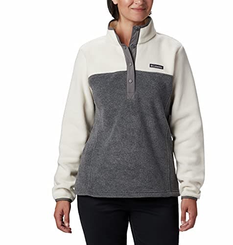 Image of Columbia Women's Benton Springs 1/2 Snap Pullover, Fleece Pull Over, City Grey Heather/Chalk, Size XS