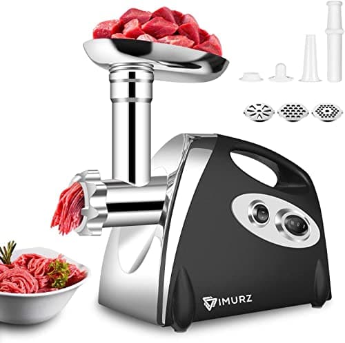 Image of Electric Meat Grinder and Duty Household Sausage Maker Meats Mincer Food Grinding Mincing Machine with Kibbe Attachement – Powerful 2800W Copper Motor(Black)