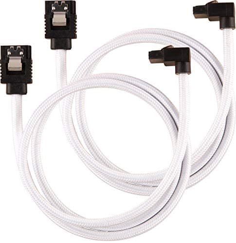 Image of Corsair Premium Sleeved SATA Cable - SATA 6Gbps 60cm, 90° Connector, White
