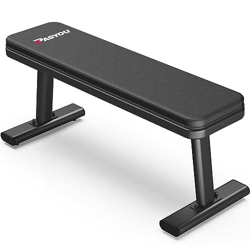 Image of PASYOU PW100 Weight Bench, Heavy Duty Workout Bench with Max Load 660KG, 90MM Thickness Pad & Adjustable Foot Caps, Weight Bench for Home Gym Weight Lifting, Fitness Bench Press for Strength Training