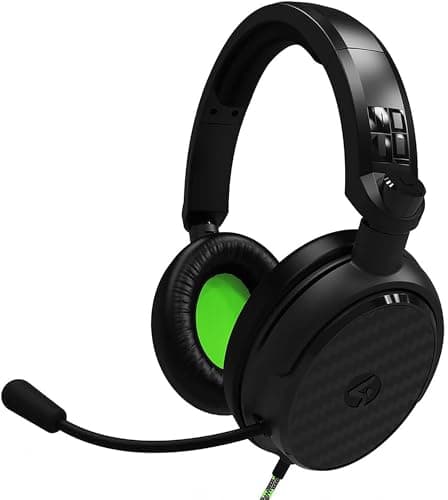 Image of 4Gamers C6-100 Black & Green Over Ear Gaming Headset Compatible with PS4/PS5, Xbox, Switch, PC with Flexible Mic, 3.5mm Jack, 1.5m Cable, Lightweight, Comfortable and Durable