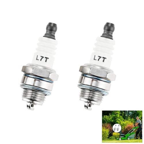 Image of 2 Pcs L7T Spark Plug, 2 Stroke Engine Spark Plug for Two-Stroke Chain Saws, Lawn Mowers, Sprayers, Tea Pluckers, Compatible with BPMR7A, CJ8, RCJ6Y, RCJ7Y, Lawn Equipment & Small Engine Power Tools