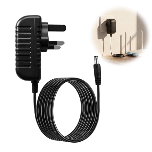 Image of 12V 2A Power Supply UK Plug Adapter, 100-240V AC to DC 12V 24W Universal Converter Adapter Transformer 5.5 x 2.5mm(Compatible with 5.5 x 2.1mm) with 1M Cord for CCTV Camera LED Strip Lights Router