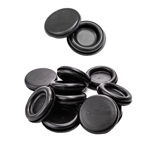 Image of UKCable-Ties 10Pack Black PVC Rubber Closed Blind Blanking Hole Wire Cable Grommets (16mm)
