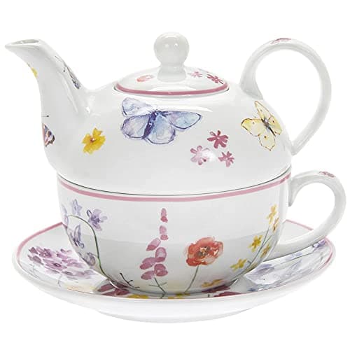 Image of The Leonardo Collection LP94471 Butterfly Garden Tea for One Set, Fine China, 16x16x13cm, Boxed