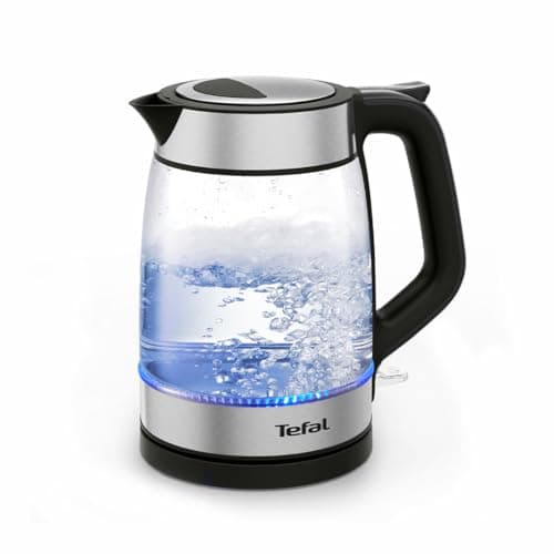 Image of Tefal Stainless Steel & Glass Electric Kettle 1.7L 2200W Fast Boil, Cordless with LED Illumination, Precision Pour Spout, Removable Anti-Scale Filter, Water Level Indicator KI605827