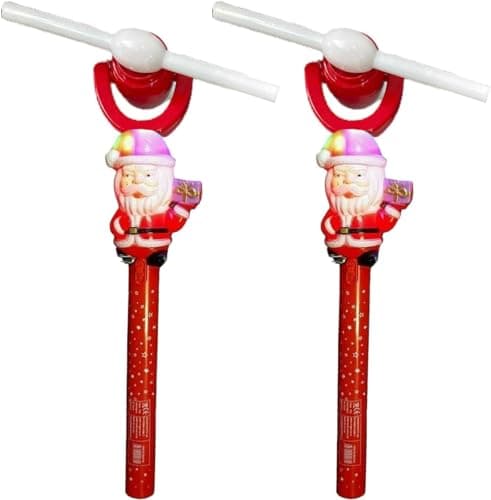 Image of YSAMAX Santa Adjustable Rotating Glowing Stick, Santa Windmill, Spinning Toy with Flashing Light for Kids, Rotating Pinwheel Projection Wand, Perfect For Outdoor Entertainment (2 PCS)