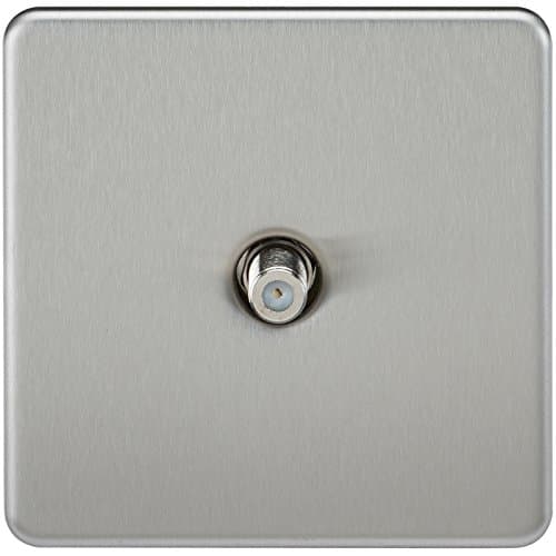 Image of Knightsbridge SF0150BC (Non-Isolated) Screwless 1-Gang Sat Tv Outlet, Brushed Chrome