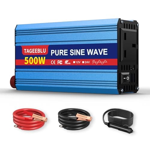 Image of Pure Sine Wave Power Inverter 500w DC 24V to AC 240V Voltage Converter with 2 AC Outlets,digital display,for Motorhomes,Trucks,Boats,Camping,1000W Peak Power