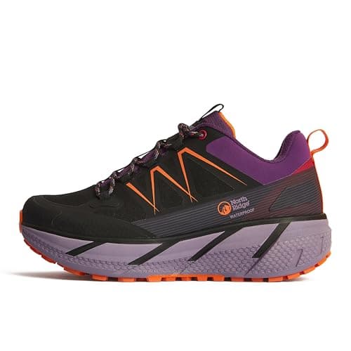 Image of NORTH RIDGE Women's Flux Speed Mid Walking Shoes with High Traction Rubber Sole, Waterproof, Breathable (Black, UK Footwear Size System, Adult, Women, Numeric, Medium, 4)