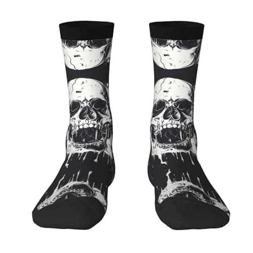 Image of JEJEA horror ghost skull print Socks For Men and Women Men's Moisture Control Crew Socks Gifts For Golf, Hunting, Camping