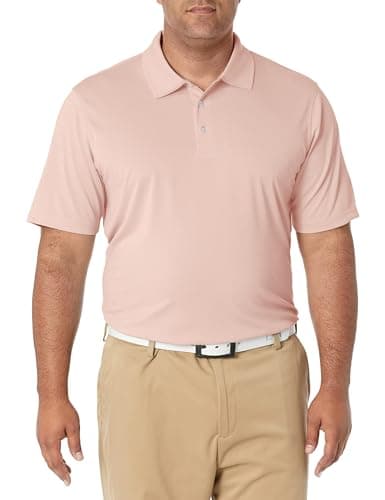 Image of Amazon Essentials Men's Golf Polo Shirt, Quick Dry, Short Sleeve, Light Pink, XL