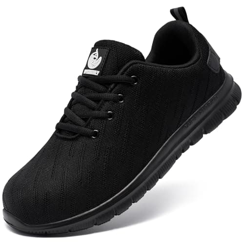 Image of DYKHMILY Lightweight Safety Shoes for Women Steel Toe Caps Work Safety Trainers Breathable Work & Utility Footwear Sneakers (Black,4 UK)
