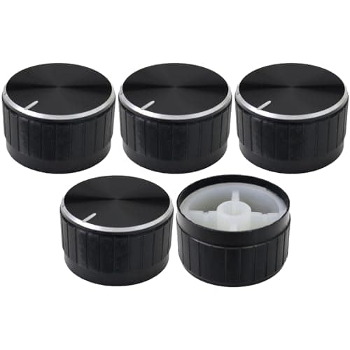 Image of 6mm Splined Hole Black Aluminium Amplifier/HiFi Control Knob Pack of 5 (30mm)