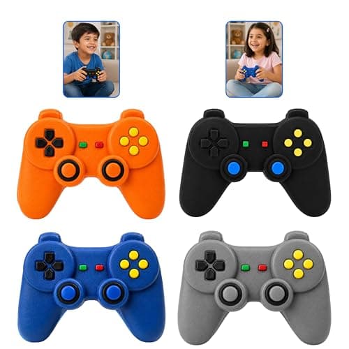 Image of Squishy Game Controller,Stress Relief Multi-pack Of 4 - Orange, Black, Grey & Blue Stretchy Sensory Fidget Gamepad for Kids & Adults, Stress Relief Squeeze Toy for ADHD & Anxiety