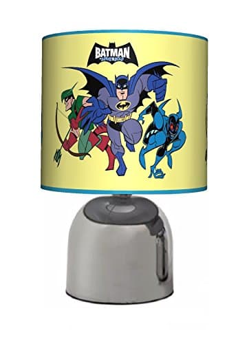 Image of BATMAN RETRO BRAVE & BOLD - BEDSIDE TOUCH LAMP - BOYS BEDROOM LIGHT / LAMP SHADE - YELLOW - MAINS OPERATED (UK PLUG)