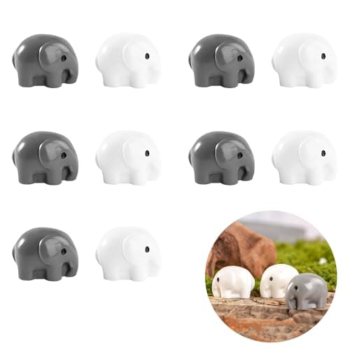 Image of 10PCS Mini Resin Elephants Decorative Figurines，Mini Resin Animals Couple Ornaments Small Tabletop，Tiny Elephants Trinkets Creative Miniature Display and Small Plastic Animals Collection Set