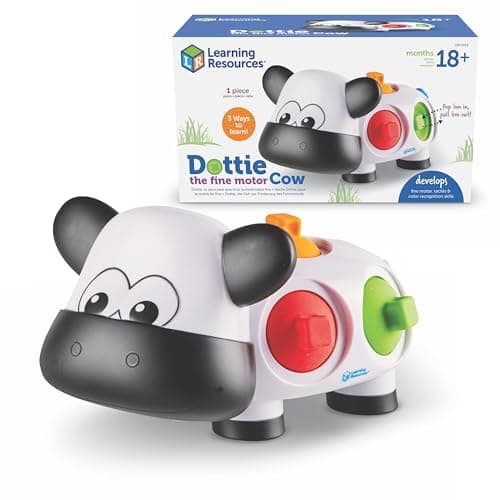 Image of Learning Resources Dottie the Fine Motor Cow, Sensory Fidget Fine Motor Skills Farm Animal Toy for Toddlers, Early Years, Ages 18 mos +
