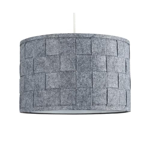 Image of Large Modern Weave Design Drum Ceiling Pendant Light Shade in a Grey Felt Finish