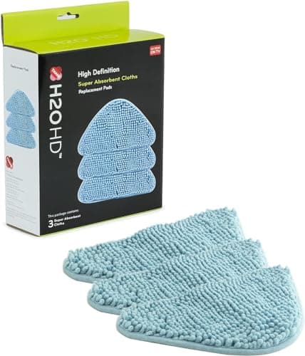 Image of H2O HD Super Absorbent Cloths Pack of 3 - H20 HD Steam Cleaner Accessories for - Floor, Carpet & Upholstery Cleaning- Uses: Bathroom Cleaner, Grout Cleaner, Sofa Cleaner