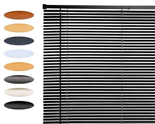 Image of Lister Cartwright 25mm PVC Venetian Blinds Windows Blind Easy Fit Child Safety Included (Black, 180 cm Width x 160 cm Drop)