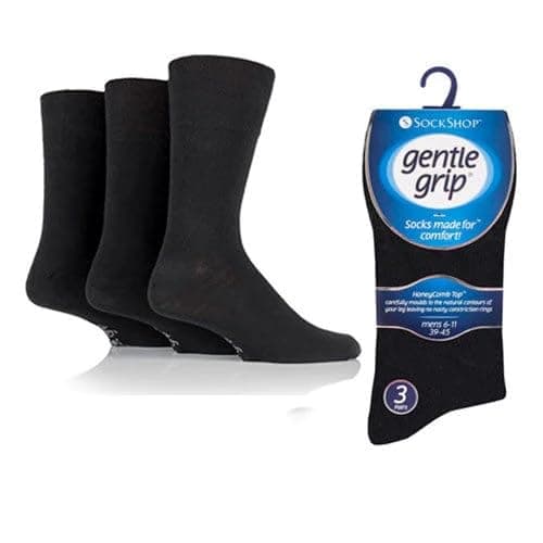 Image of 6 Pairs mens gentle grip no elastic socks 6-11 uk, 39-45 eur Assorted colours (RG51)