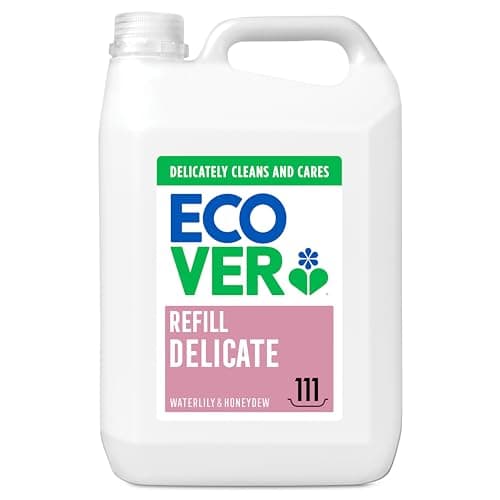 Image of Ecover Delicate Laundry Detergent Refill, Laundry Washing Liquid, Fresh Waterlily & Honeydew Scent 1 x 111 Washes, 1 x 5L