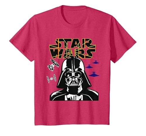 Image of Star Wars Darth Vader Comp Logo T-Shirt, Youth, Red Heather, Medium