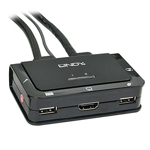 Image of Lindy Compact 2 Port KVM Switch - HDMI, USB 2.0 & Audio, Black