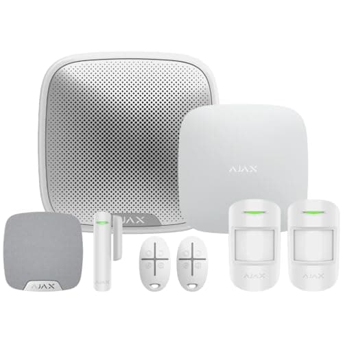 Image of AJAX Systems Smart Wireless Alarm KIT – Ready to Install Pet-Friendly Home & Office Security Kit with Motion Sensors, Sirens & Keyfobs, App Controlled, No Monthly Fees, Official Warranty (White)
