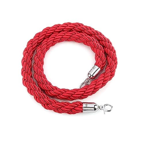 Image of Trintion Twisted Queue Rope Barrier Post Stand Divider Crowd Control Stanchion for Clubs Hotel Bank Hospital 1.5MStanchion for Clubs Hotel Bank Hospital 1.5M (Red 4PCS)