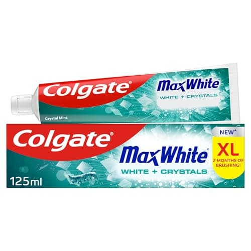 Image of Colgate Max White White + Crystals Toothpaste 125ml - Teeth whitening Toothpaste - restores Natural Whiteness - 10x Longer Lasting Cooling Than Regular Fluoride Toothpaste - Fights Cavities