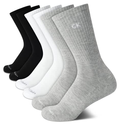 Image of Calvin Klein Women's Socks - Cushion Athletic Crew Socks (6 Pairs), Grey Assorted, 3.5-9 UK