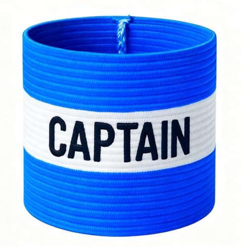 Image of Fitness Health Football Band Soccer Captain's Armband Design Captain Band for Adult and Youth, 5 Colours Available for Multiple Sports, Elastic Arm Band for Captain (Blue - Teen)
